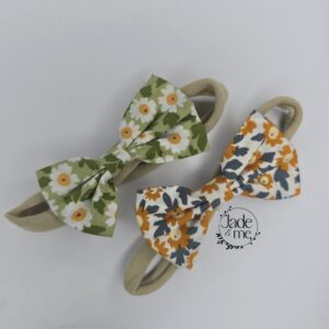Floral Bows In Green / Yellow - Two pack