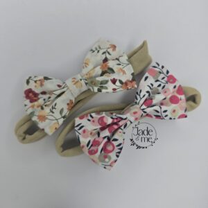 Floral Bows In White With Pink - Two pack