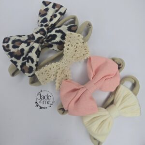Shades of Cream, Pink and Animal Print - 4 headband set