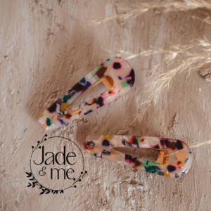 Mia in Colourful Flecked Hair Clips