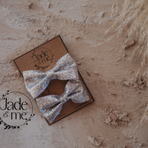 Amelia Bow Hair Clip In Sparkling Silver