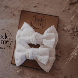 Luna Hair Bow Set in White