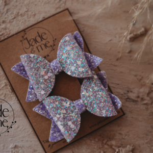 Lyla Hair Bow Clip in Glitter Purple