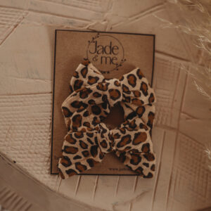 Raven Hair Bow Clip In Mocha With Animal Print