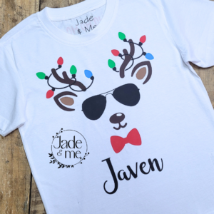 Christmas T-Shirt - Reindeer Face With Sunglasses and Light #4