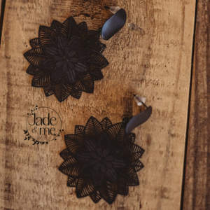 Black Hollow Out Flower Earrings