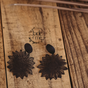 Black Hollow Out Sun Flower Earrings