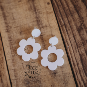 Drop Flower Earrings In White
