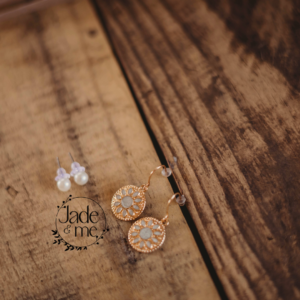 Gold Circle Drop Earrings With Pearl Studs