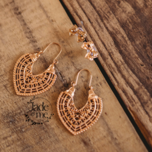 Gold Drop Earrings With Bow Studs