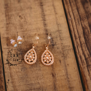 Gold Drop With Pearls Earrings With Studs