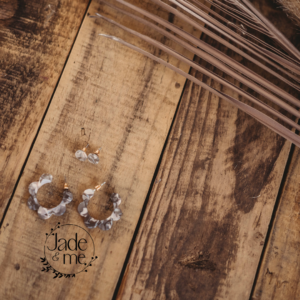 Greyish Hoop Earrings With Round Studs