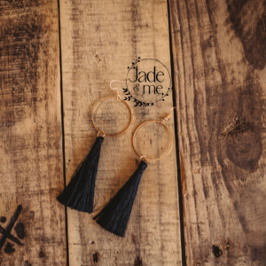 Tassel With Circle Earrings in Black