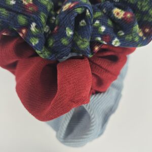 Scrunchie Set Of Three - Maroon & Blue